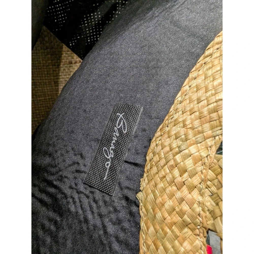 Banago Blue Geometric Olivia Tote Handwoven Palm Leaf Beach Market Bag NWT